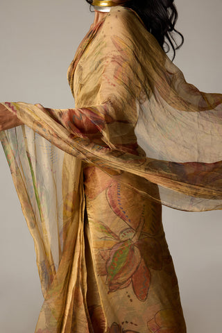 Micah gold blazer with Agatha sari and Malaika blouse