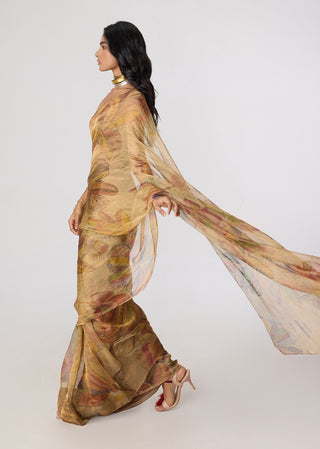 Micah gold blazer with Agatha sari and Malaika blouse