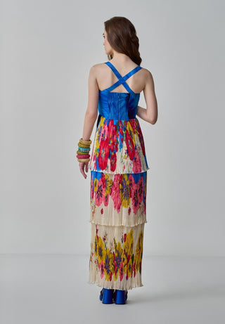 Missy Multicolor Floral Print Maxi Dress by Saaksha & Kinni, available on Indiaspopup.com