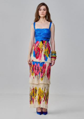 Missy Multicolor Floral Print Maxi Dress by Saaksha & Kinni, available on Indiaspopup.com