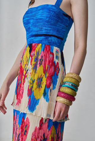 Missy Multicolor Floral Print Maxi Dress by Saaksha & Kinni, available on Indiaspopup.com