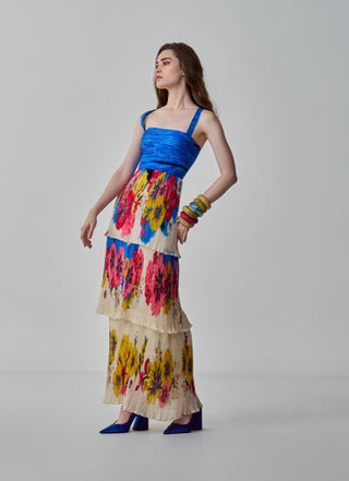 Missy Multicolor Floral Print Maxi Dress by Saaksha & Kinni, available on Indiaspopup.com