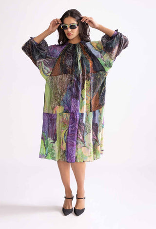 Botanica Multicolor Tiered Midi Dress by Saaksha & Kinni, available on Indiaspopup.com