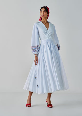 Annie blue flared midi dress