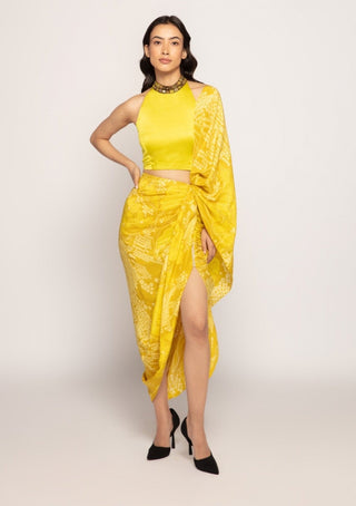 Saaksha & Kinni-Yellow Bandhani Print Sari And Blouse-INDIASPOPUP.COM