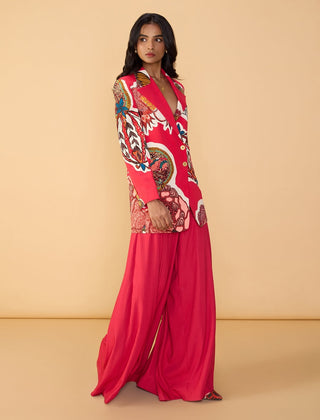 Mac raspberry red blazer and palazzo