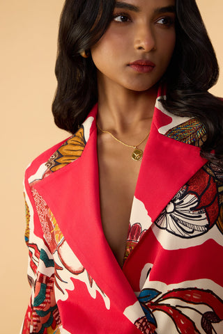 Mac raspberry red blazer and palazzo