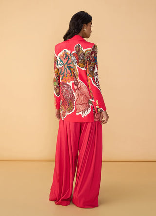 Mac raspberry red blazer and palazzo