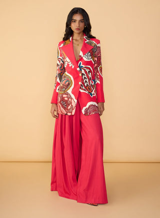 Mac raspberry red blazer and palazzo