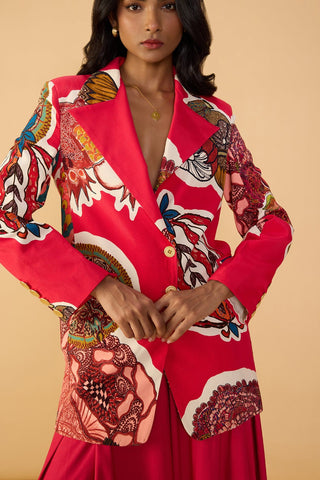 Mac raspberry red blazer and palazzo