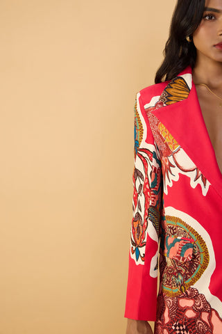 Mac raspberry red blazer and palazzo