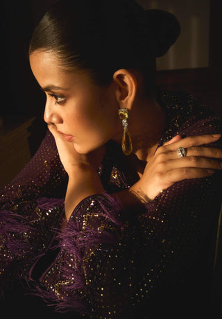 Purple embroidered tunic and palazzo pants