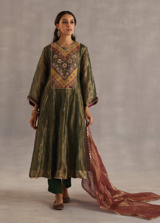Navratna olive green kurta set