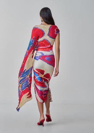 Kathy ikat pleat sari kaftan dress