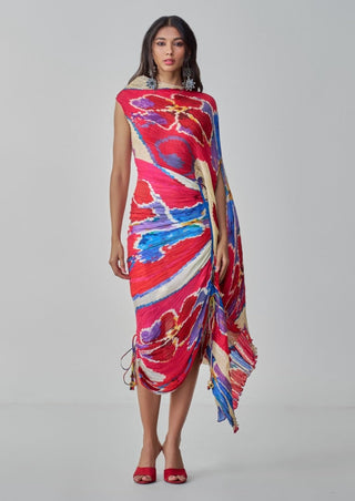 Kathy ikat pleat sari kaftan dress