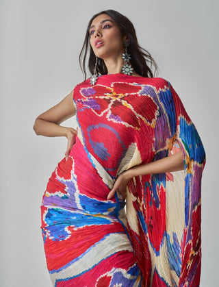 Kathy Ikat Pleat Sari Kaftan Dress by Saaksha & Kinni, available on Indiaspopup.com