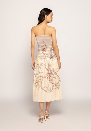 Saaksha & Kinni-Cream Printed Strapless Midi Dress-INDIASPOPUP.COM