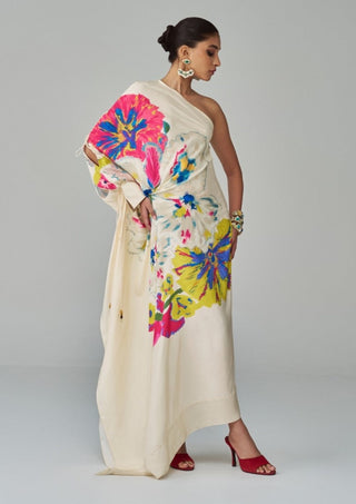 Alana Floral Asymmetric Kaftan by Saaksha & Kinni, available on Indiaspopup.com