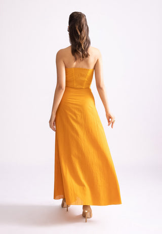 Hazel Mango Strapless Dress by Saaksha & Kinni, available on Indiaspopup.com