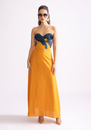 Hazel Mango Strapless Dress by Saaksha & Kinni, available on Indiaspopup.com