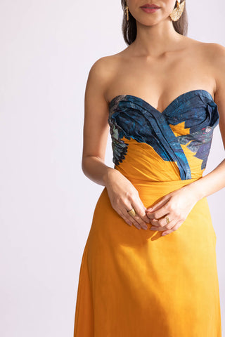 Hazel Mango Strapless Dress by Saaksha & Kinni, available on Indiaspopup.com