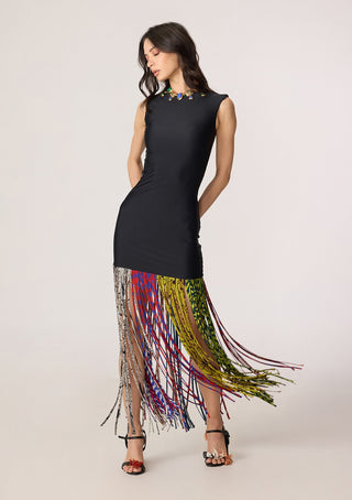 Zyra black multicolor dress