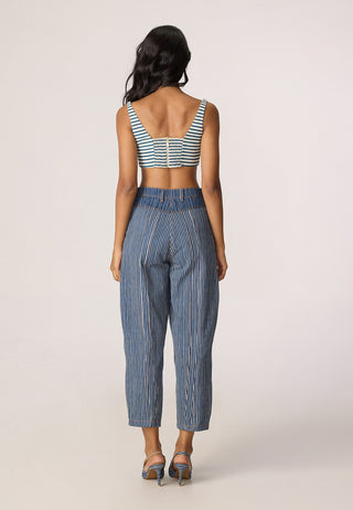 Selah blue gray trench with bustier and jeans