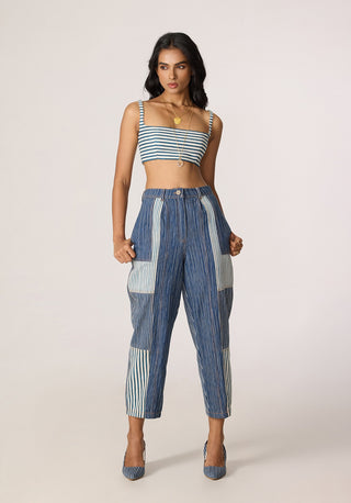 Selah blue gray trench with bustier and jeans
