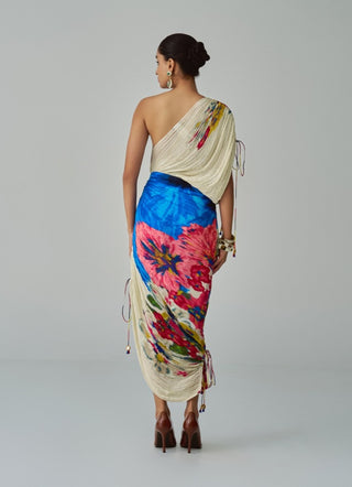 Mira Floral Pleat Sari Dress by Saaksha & Kinni, available on Indiaspopup.com