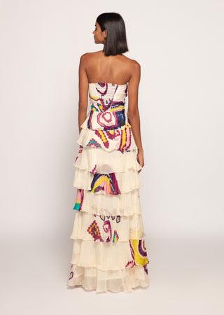 Saaksha & Kinni-Multicolor Printed Strapless Dress-INDIASPOPUP.COM