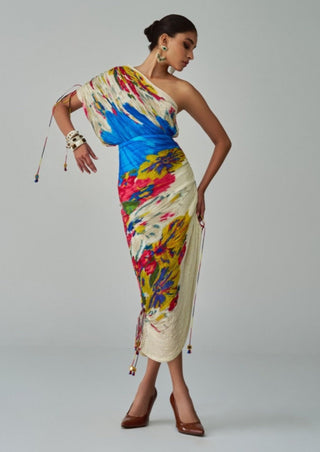 Mira Floral Pleat Sari Dress by Saaksha & Kinni, available on Indiaspopup.com