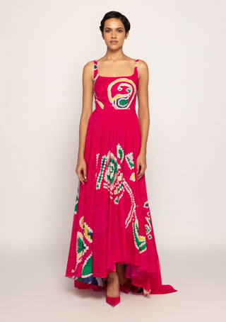 Saaksha & Kinni-Hot Pink Asymmetric Dress-INDIASPOPUP.COM