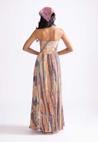 Kiara Wave Printed Maxi Dress by Saaksha & Kinni, available on Indiaspopup.com