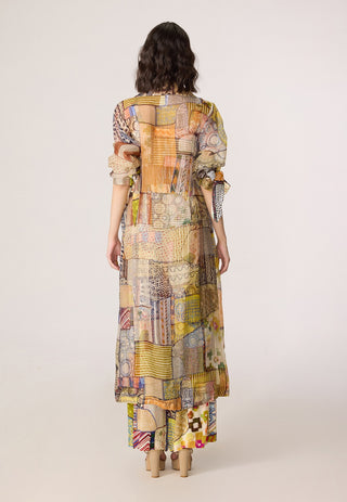 Belen multicolor trench with bustier and trousers