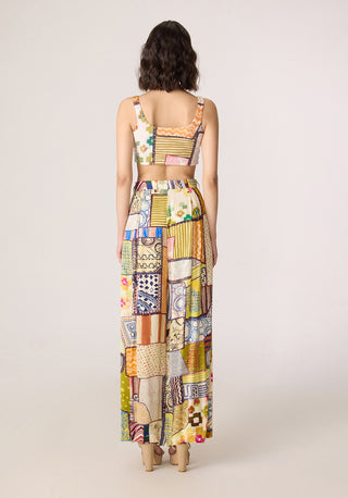 Belen multicolor trench with bustier and trousers