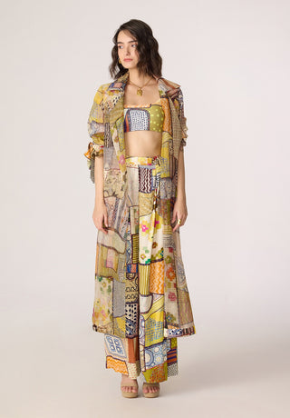 Belen multicolor trench with bustier and trousers