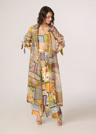 Belen multicolor trench with bustier and trousers