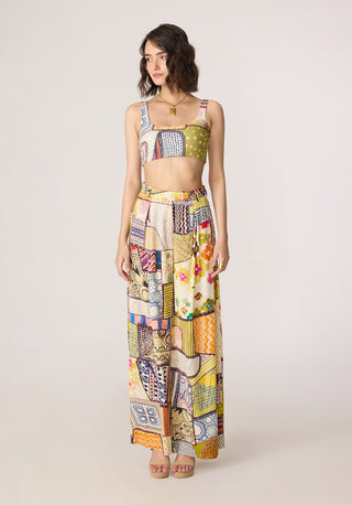 Belen multicolor trench with bustier and trousers