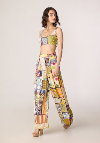 Belen multicolor trench with bustier and trousers