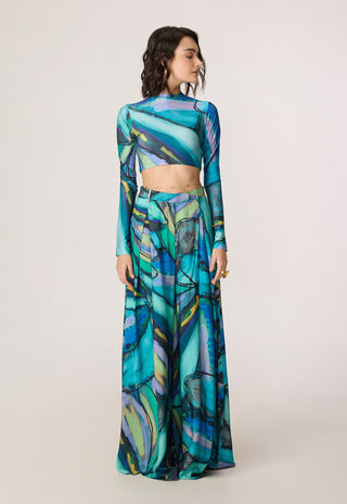 Gigi multicolor blouse with Vellora palazzo