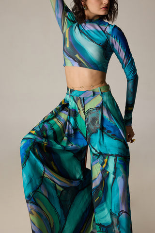 Gigi multicolor blouse with Vellora palazzo