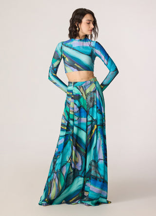 Gigi multicolor blouse with Vellora palazzo