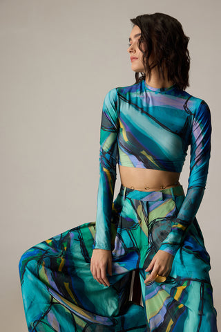 Gigi multicolor blouse with Vellora palazzo