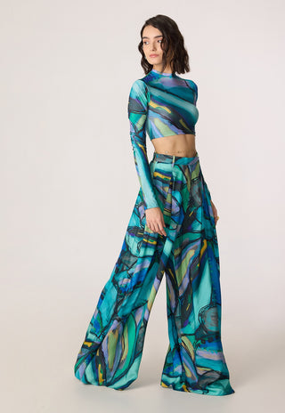 Gigi multicolor blouse with Vellora palazzo