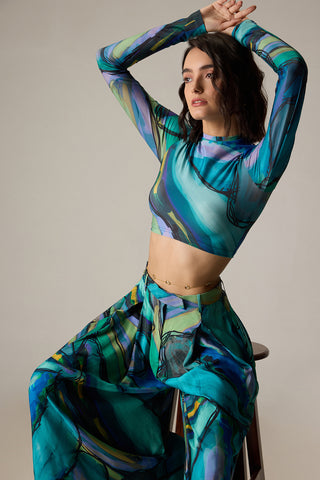 Gigi multicolor blouse with Vellora palazzo