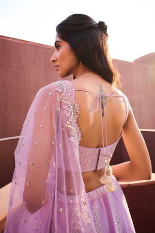 Riya Lavender Lehenga Set by Chamee And Palak, available on Indiaspopup.com