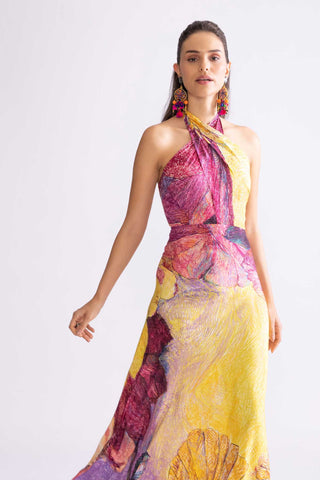 Shailee Printed Halter Dress by Saaksha & Kinni, available on Indiaspopup.com