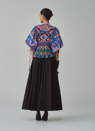 Tanya Blue Blouse And Black Skirt by Saaksha & Kinni, available on Indiaspopup.com