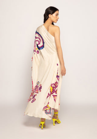 Saaksha & Kinni-Ivory Print Asymmetric Kaftan-INDIASPOPUP.COM