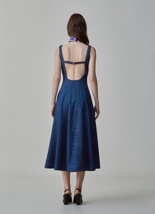 Emily denim midi flared dress